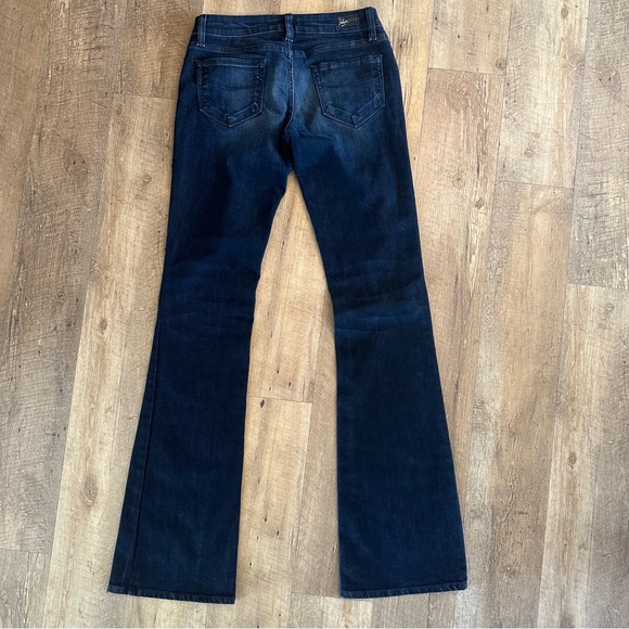 Paige Low Rise Laurel Canyon Bootcut Denim Jeans Dark Wash - Picture 8 of 9